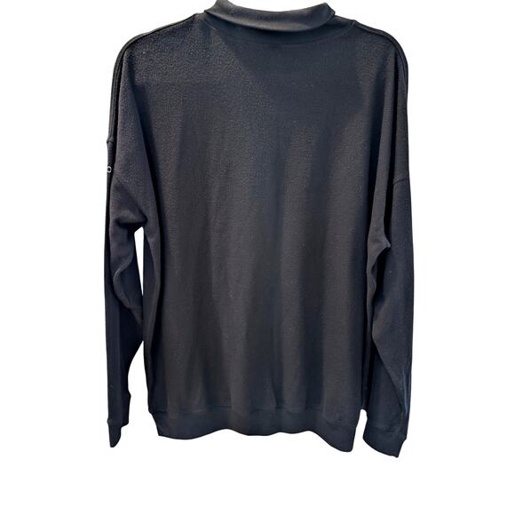 Alo Yoga Black Pullover Funnel Neck Sweatshirt Fuzzy Texture Size Medium Workout - Picture 2 of 7